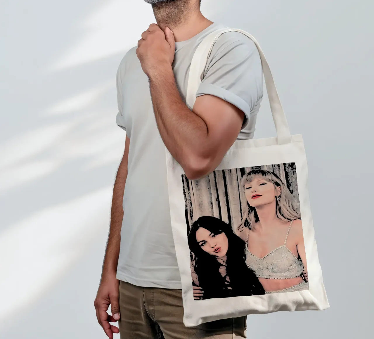 Taylor Swift e Olivia Rodriguez pop art borsa in juta da music soul