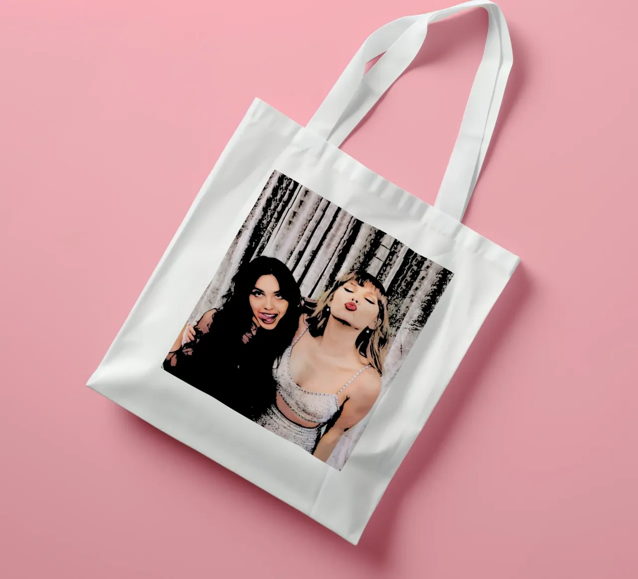 Taylor Swift e Olivia Rodriguez pop art borsa in juta da music soul