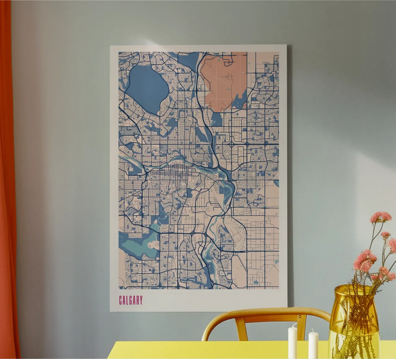 Calgary - La città sul fiume Bow tela con Cornice a cassetta da MOOODZART