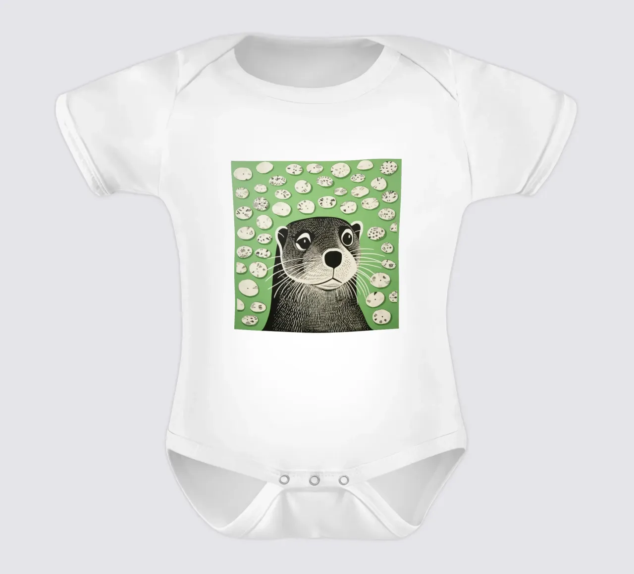 Lontra verde 2 body neonato maniche corte da Minimal Animal Art