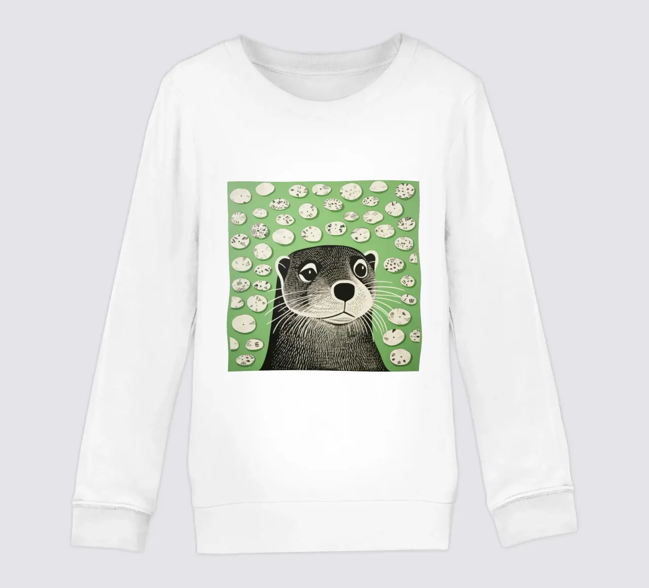 Lontra verde 2 felpa bambino da Minimal Animal Art