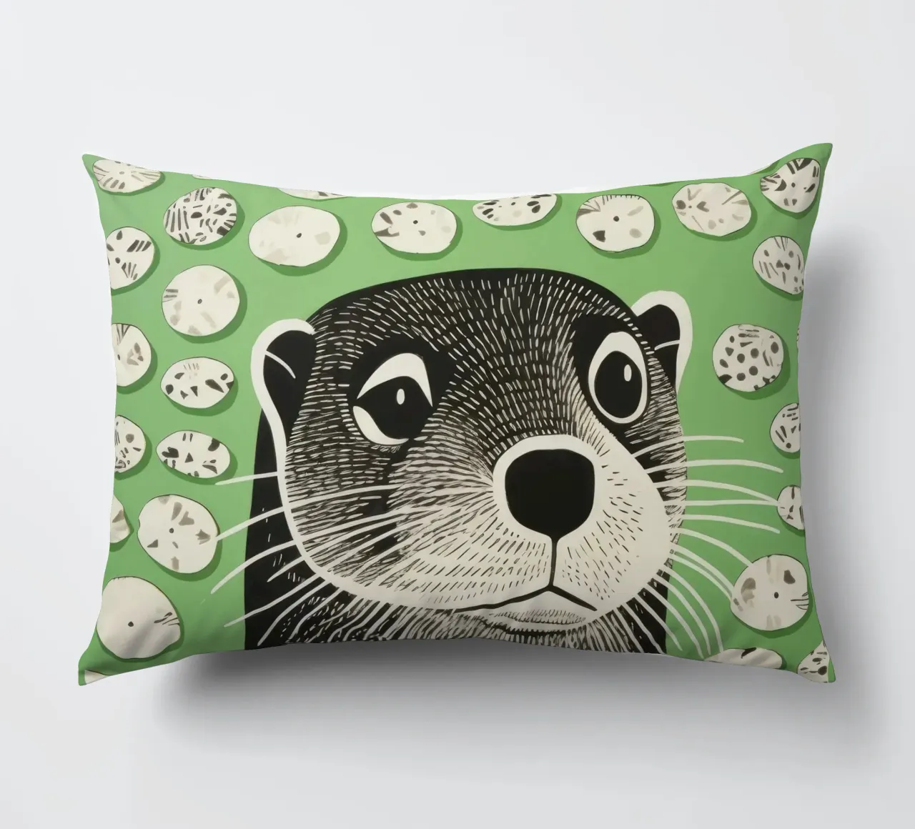 Lontra verde 2 cuscino da Minimal Animal Art
