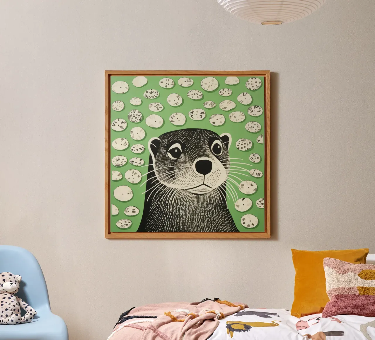 Lontra verde 2 alluminio dibond da Minimal Animal Art