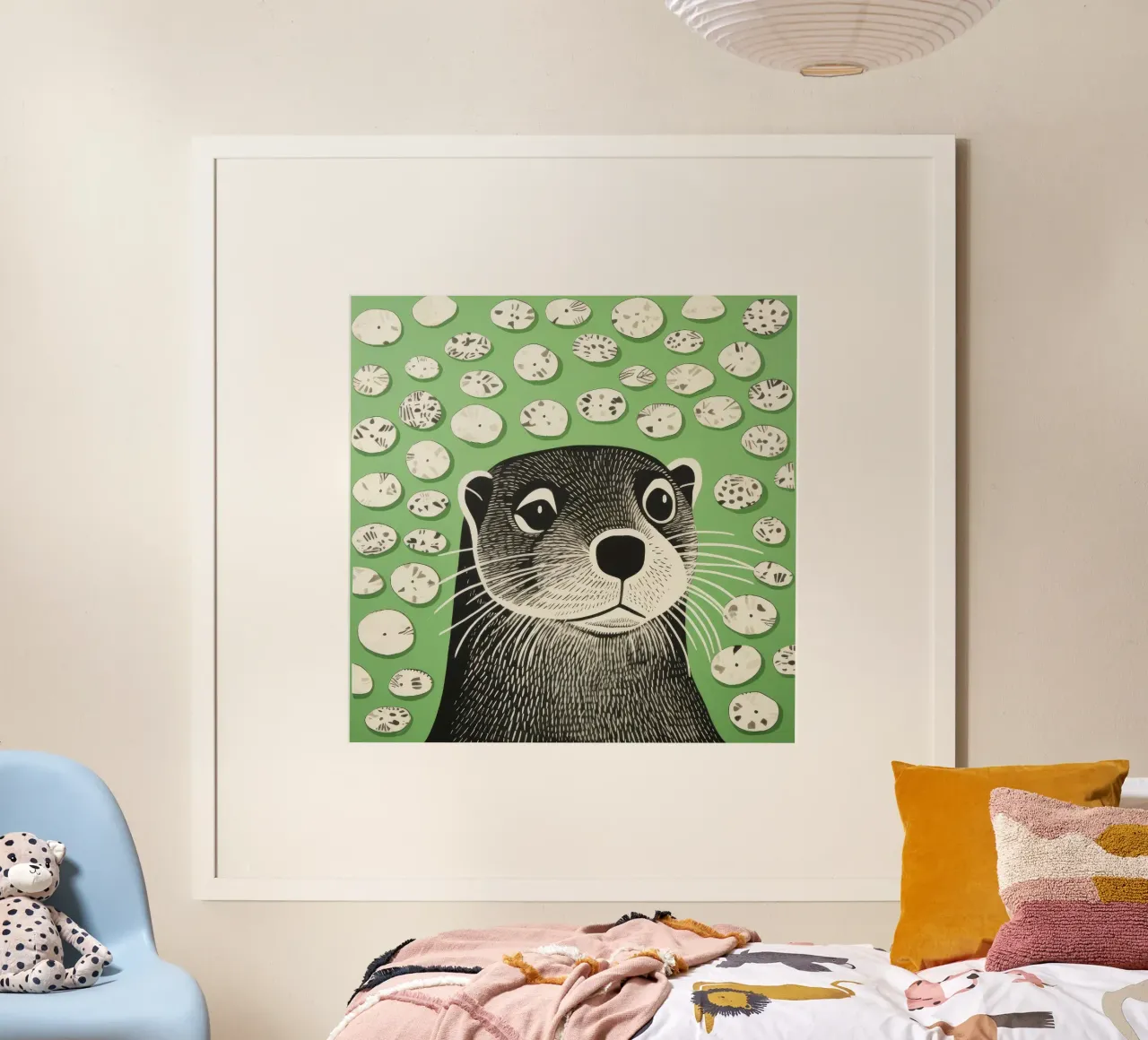 Lontra verde 2 poster con telaio in plastica da Minimal Animal Art