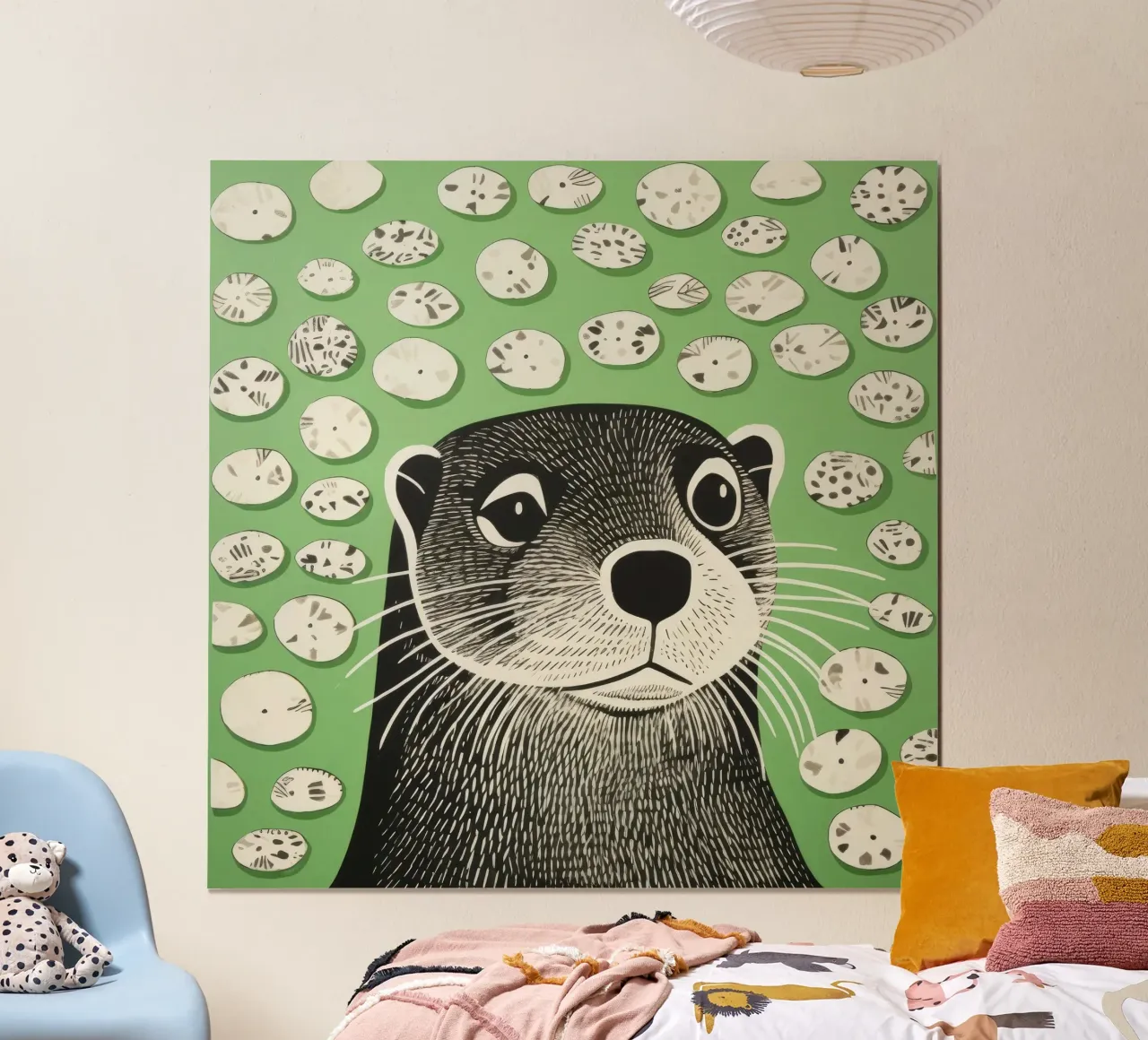 Lontra verde 2 poster con telaio in plastica da Minimal Animal Art