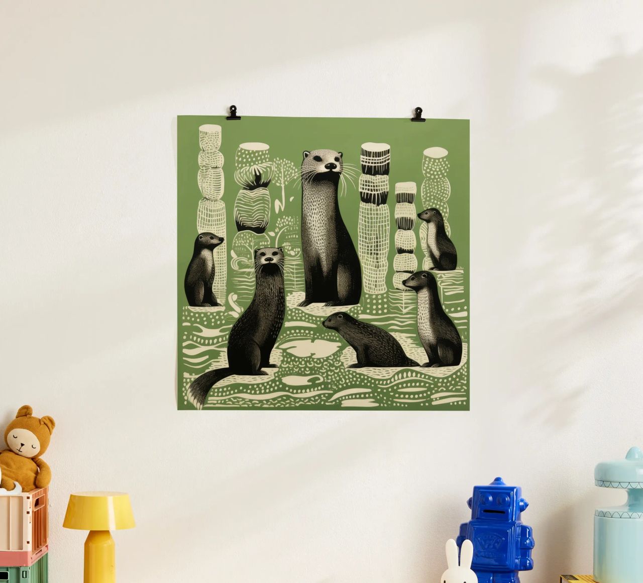 Lontra verde 4 poster da Minimal Animal Art