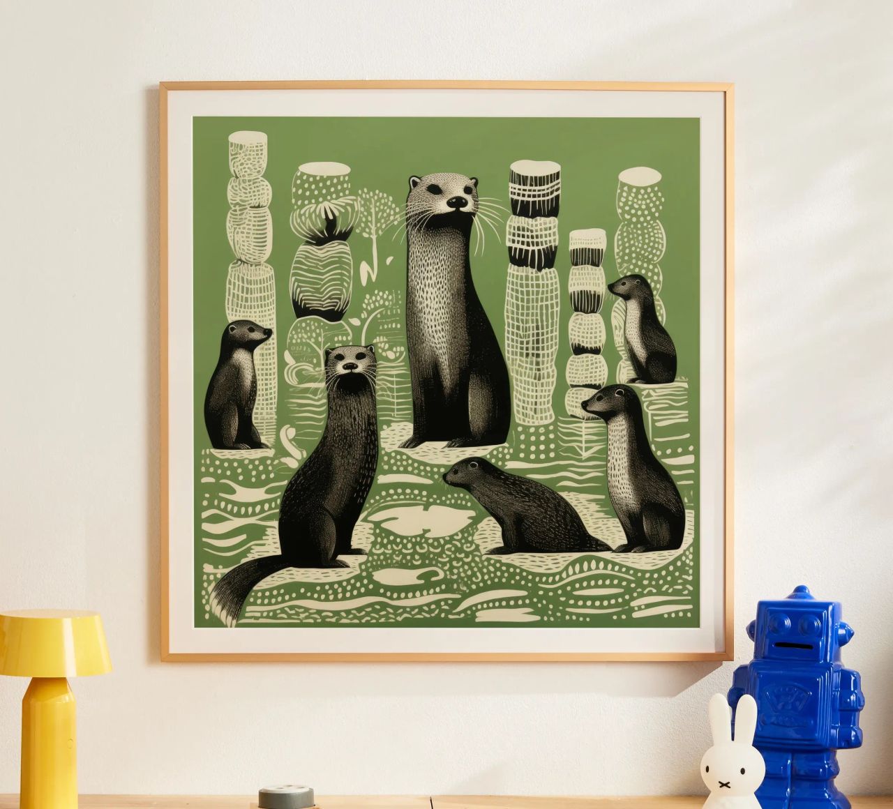 Lontra verde 4 poster da Minimal Animal Art