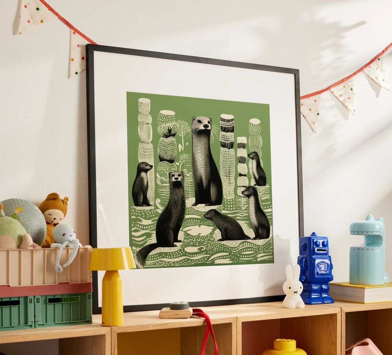 Lontra verde 4 poster da Minimal Animal Art