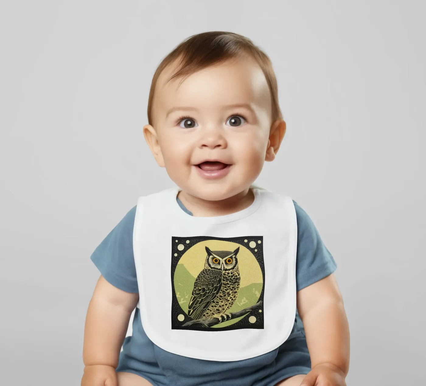 Green Owl Babylätzchen von Minimal Animal Art