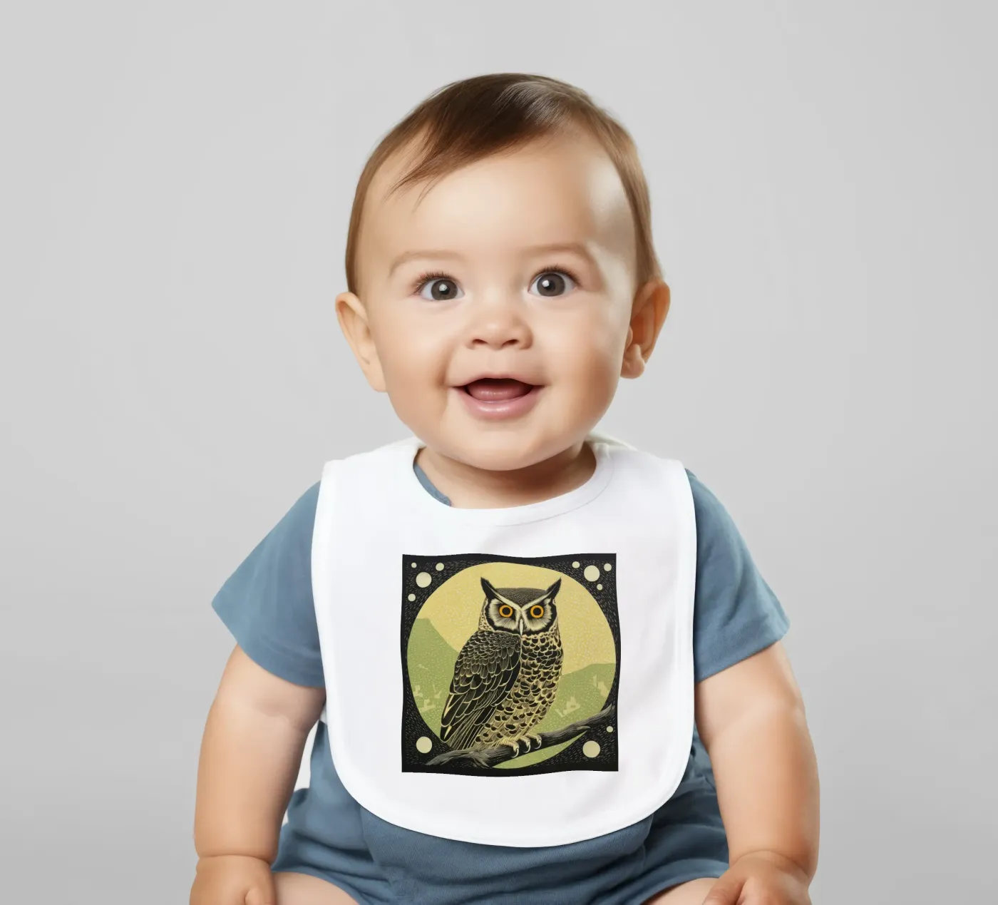 Green Owl Babylätzchen von Minimal Animal Art