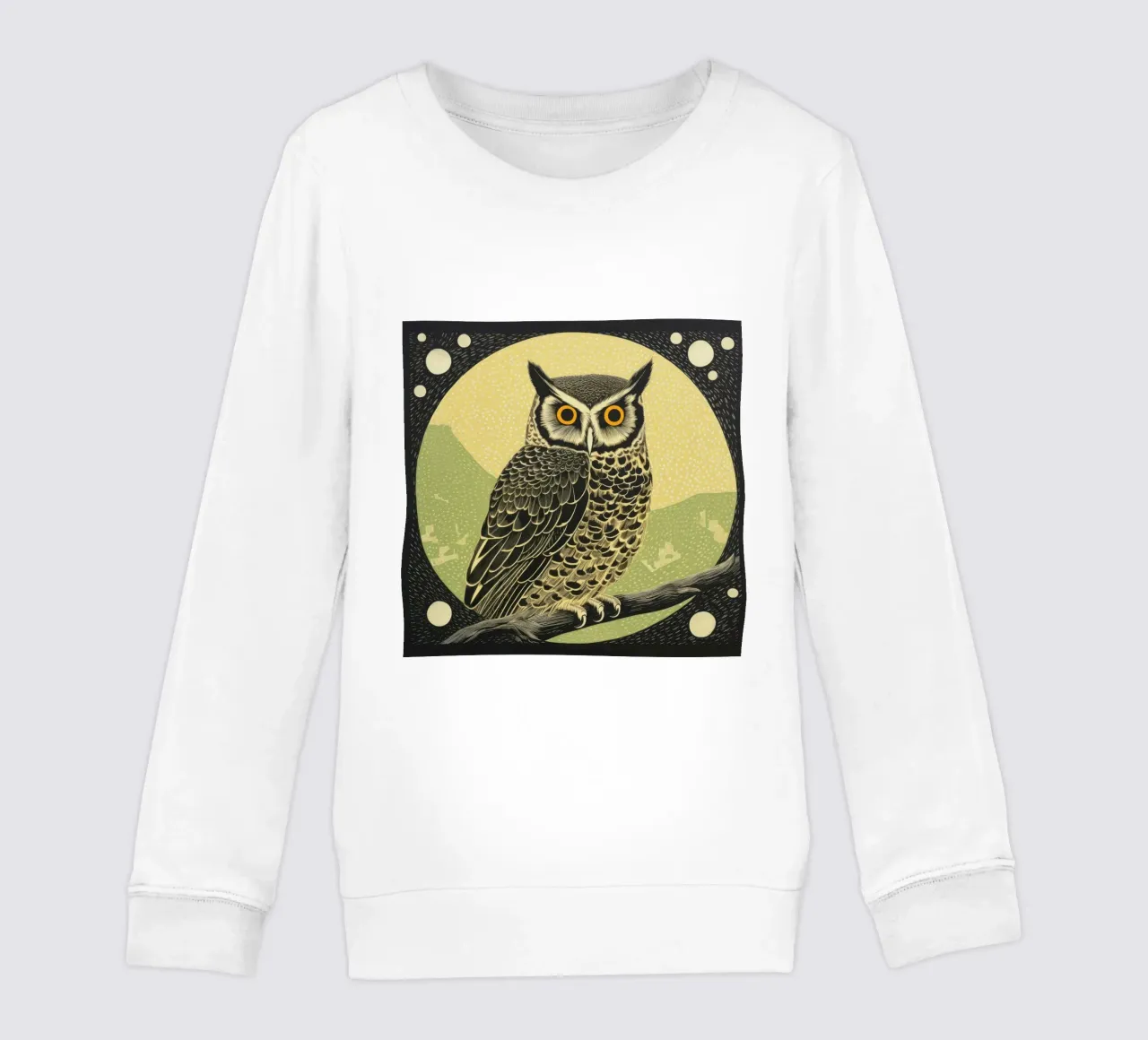 Gufo Verde 1 felpa bambino da Minimal Animal Art