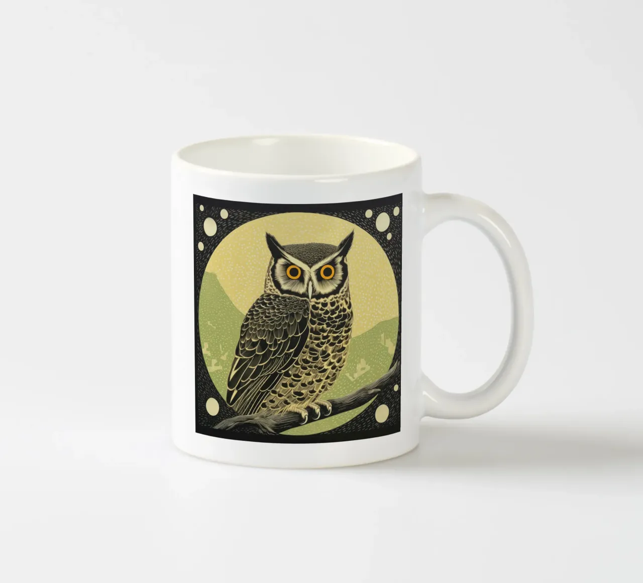 Gufo Verde 1 tazza in ceramica da Minimal Animal Art