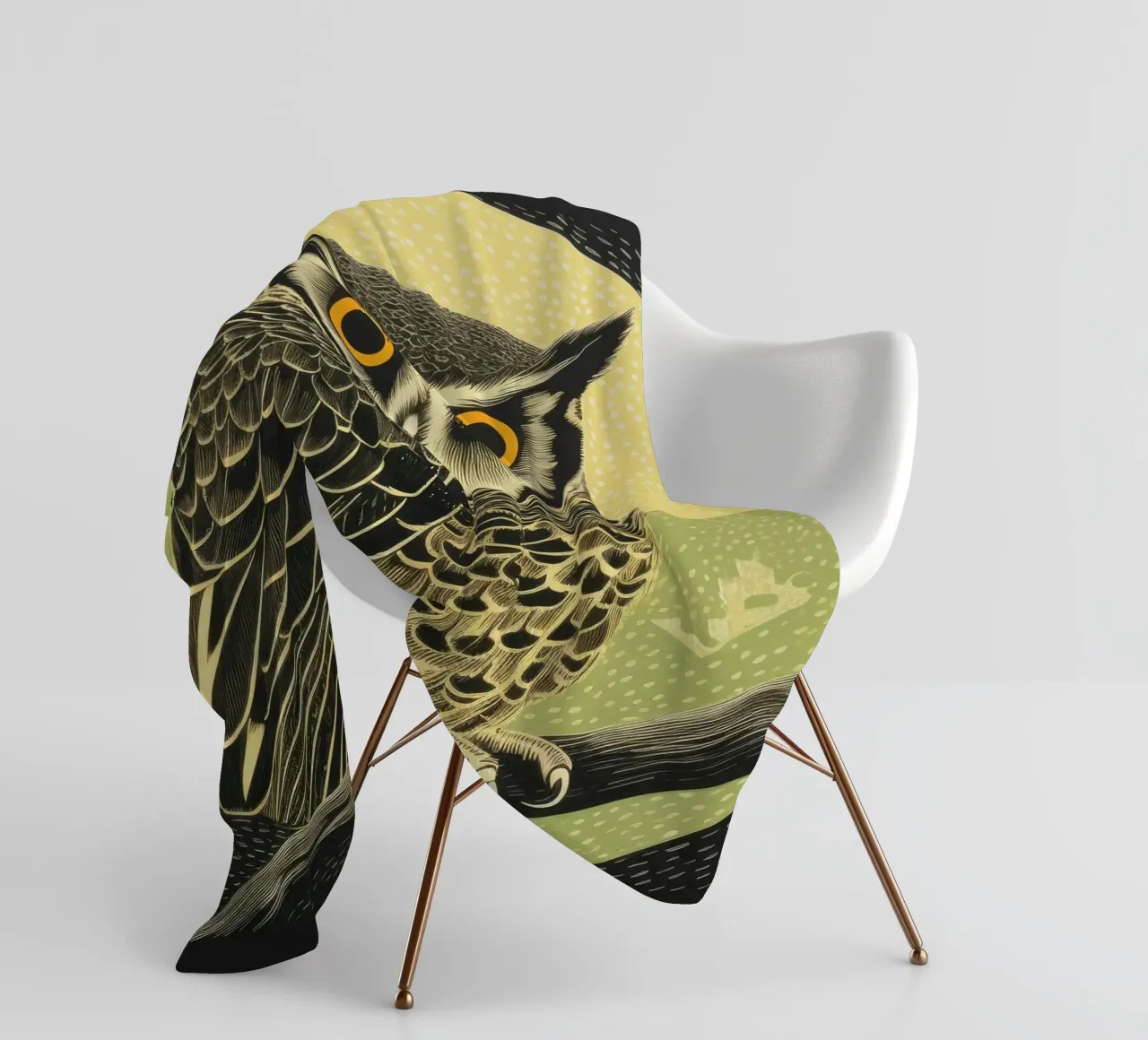 Gufo Verde 1 coperta in pile da Minimal Animal Art