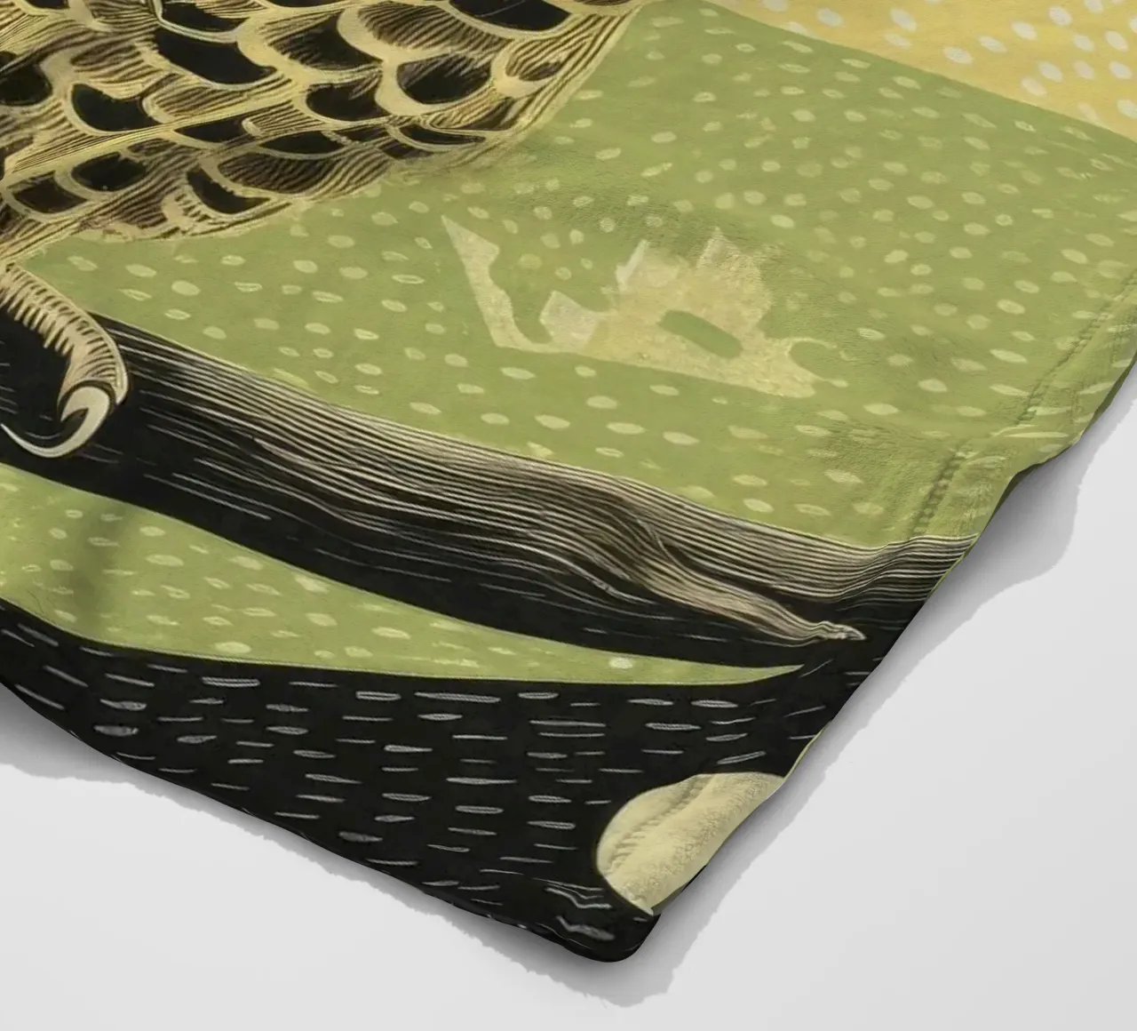 Gufo Verde 1 coperta in pile da Minimal Animal Art
