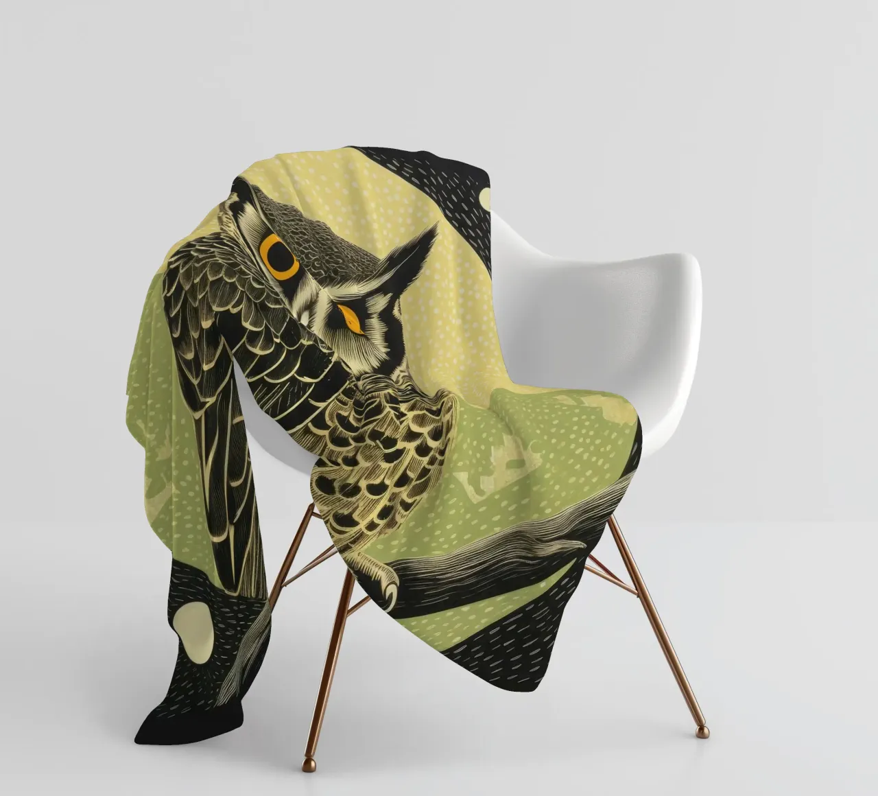 Green Owl Fleecedecke von Minimal Animal Art