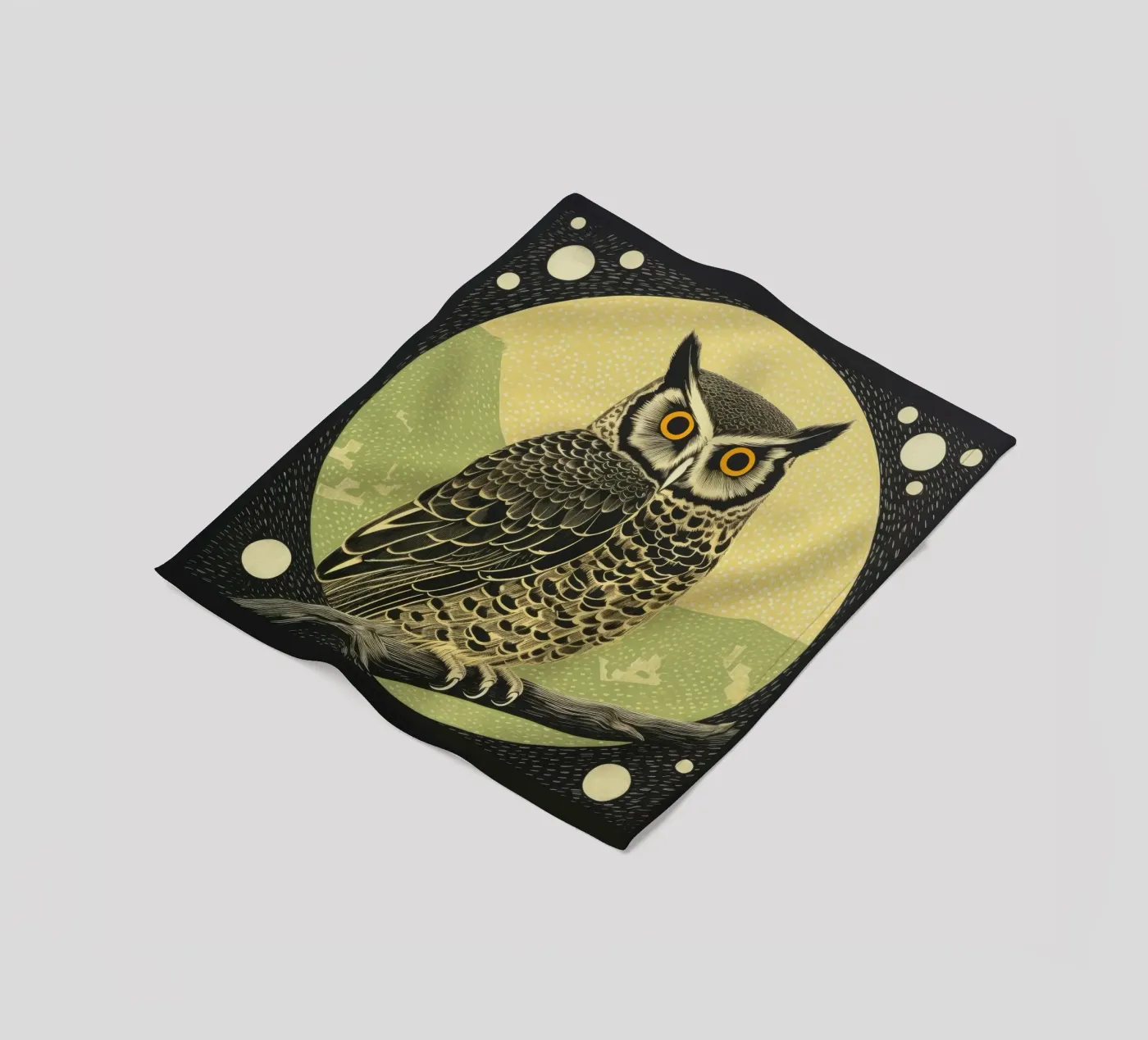 Green Owl Fleecedecke von Minimal Animal Art