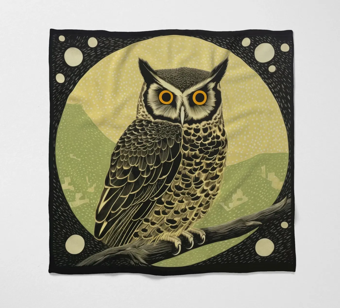 Green Owl Fleecedecke von Minimal Animal Art