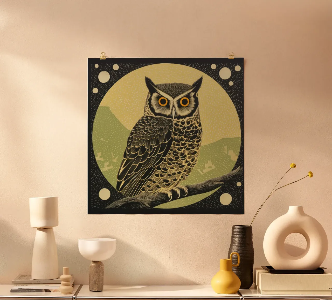 Green Owl Poster von Minimal Animal Art