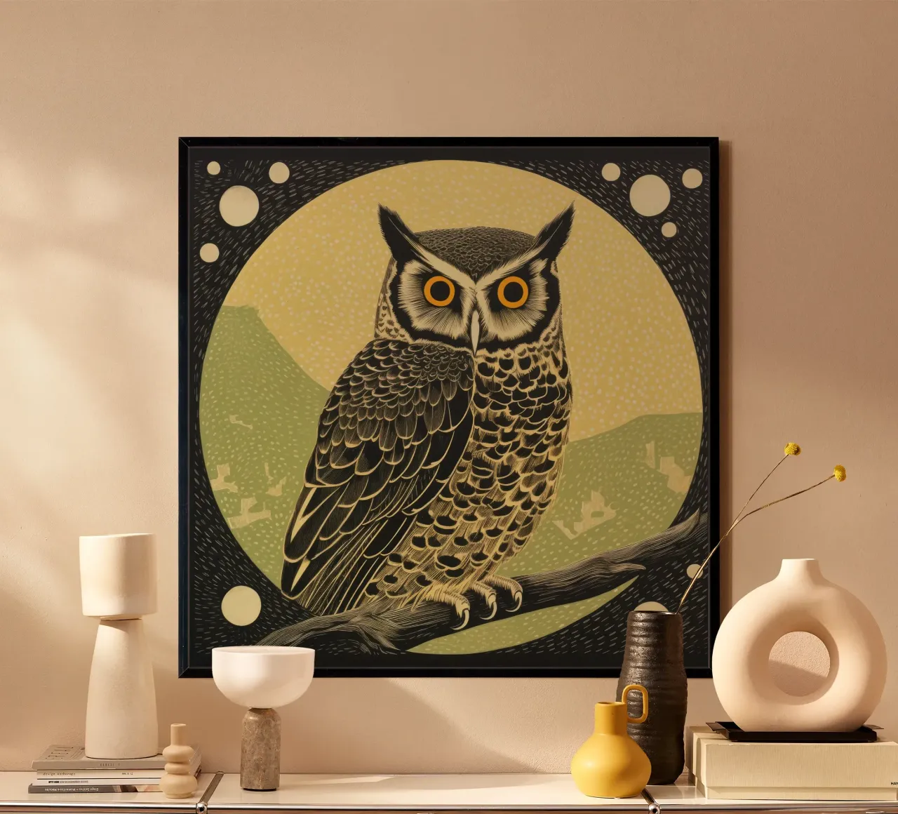 Green Owl Poster von Minimal Animal Art