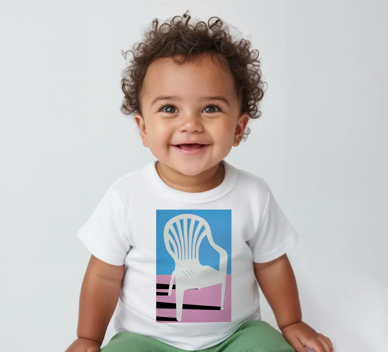 White Plastic Chair Baby T-Shirt von Rosi Feist