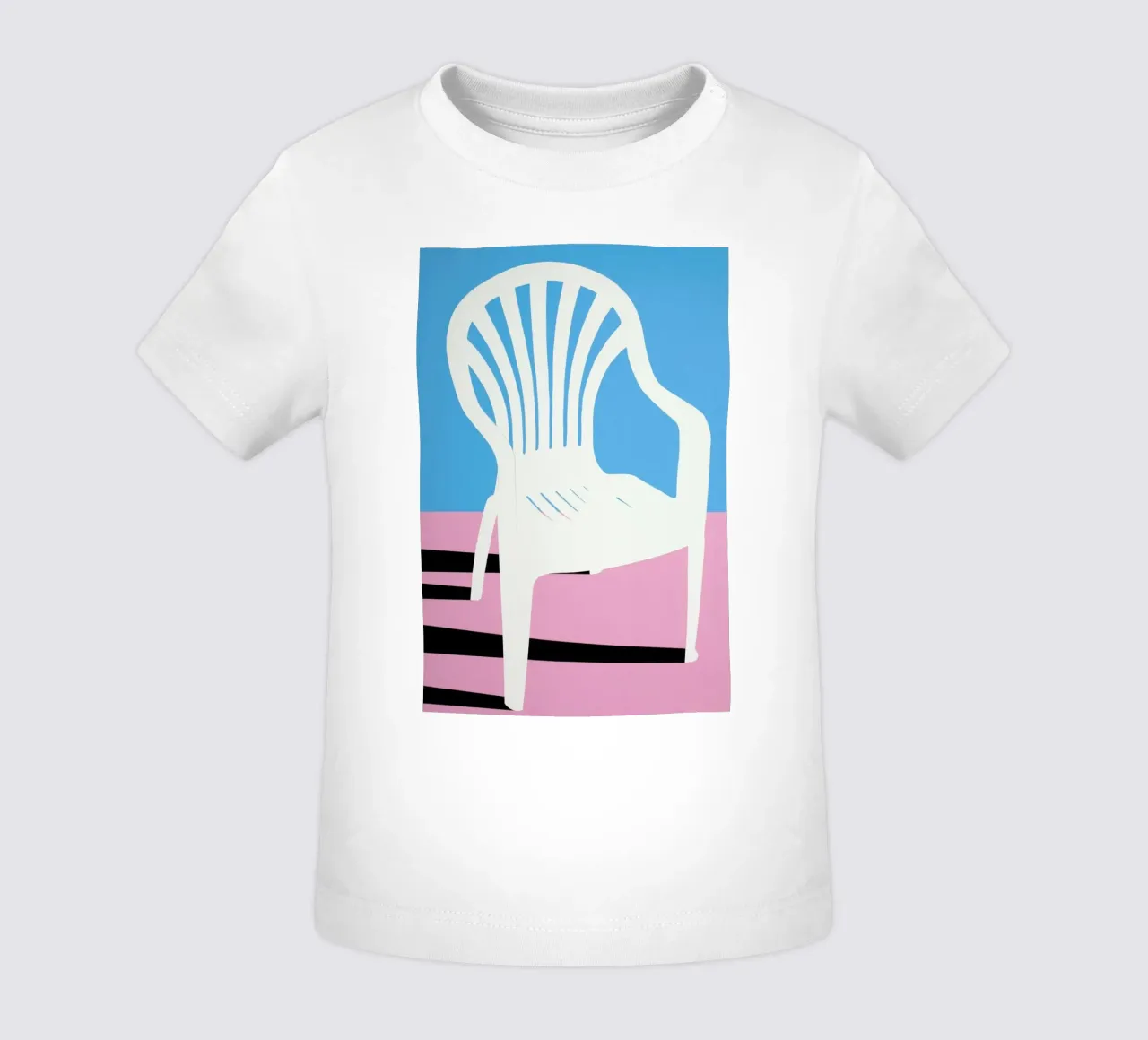 White Plastic Chair Baby T-Shirt von Rosi Feist