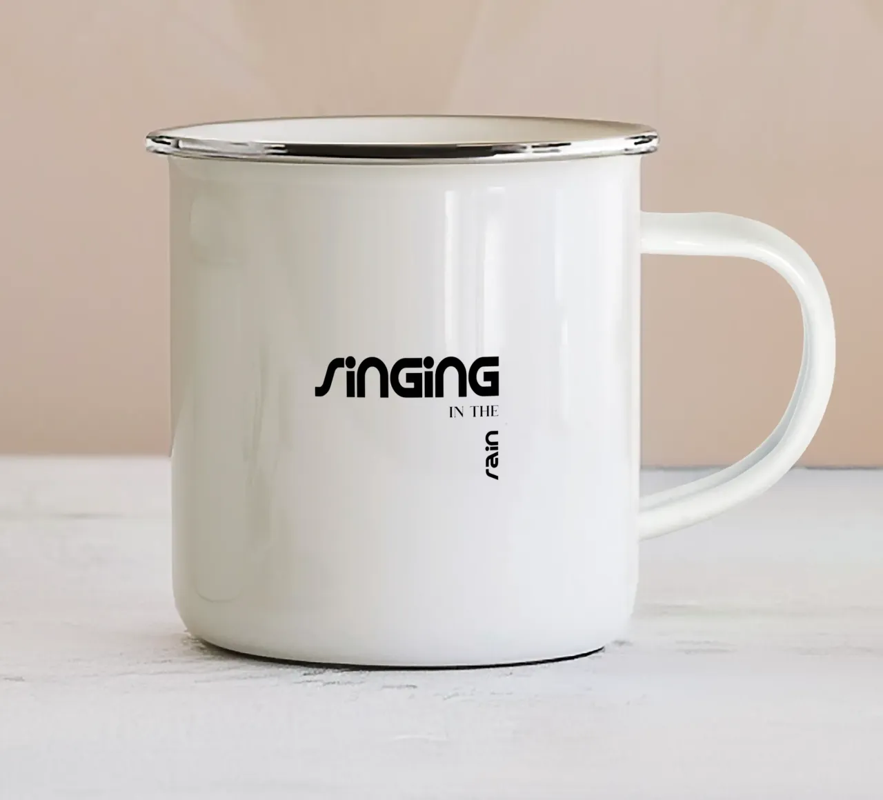 Singing In The Rain - Tipografia moderna tazza in smalto da YV TYPOGRAPHY