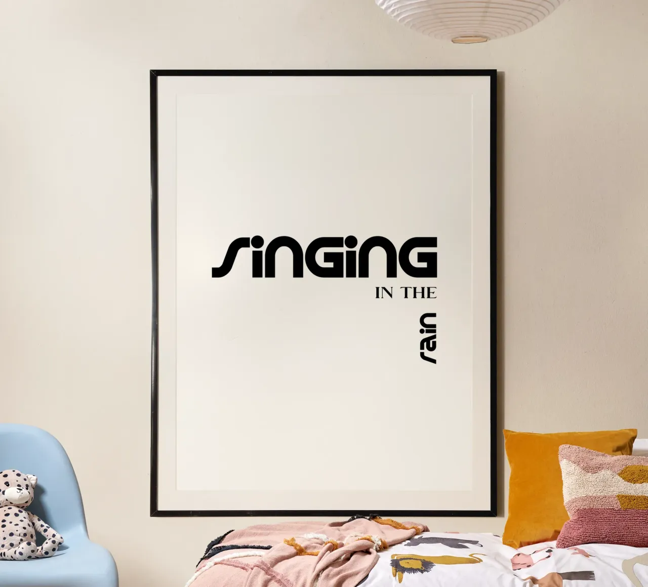 Singing In The Rain Tipografía moderna poster con marco de plástico de YV TYPOGRAPHY