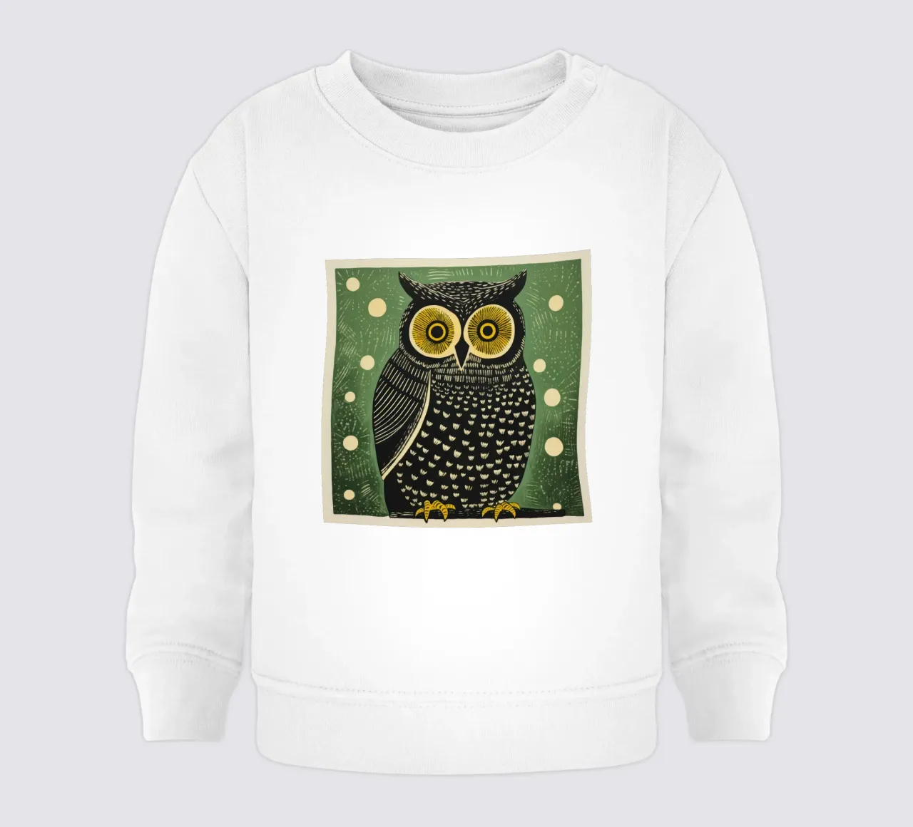 Gufo Verde 2 felpa neonato da Minimal Animal Art