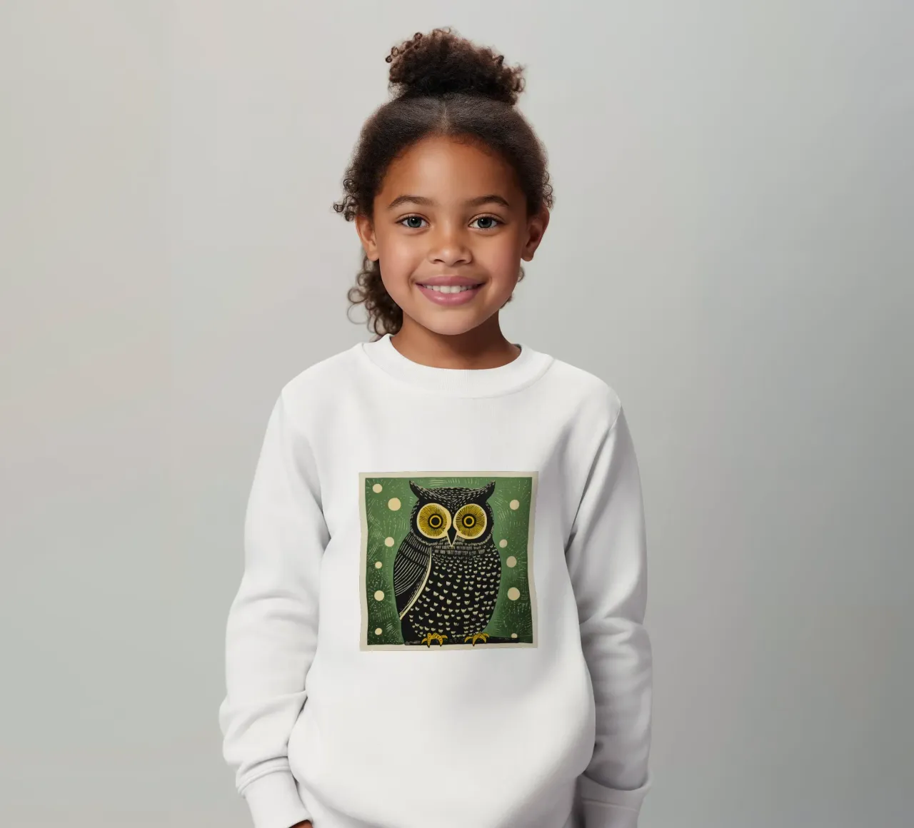 Gufo Verde 2 felpa bambino da Minimal Animal Art