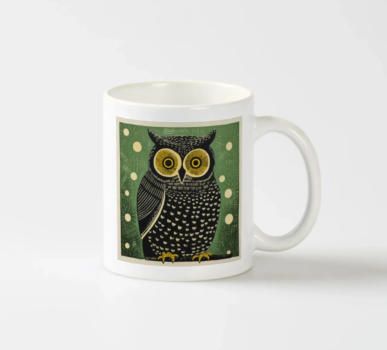Gufo Verde 2 tazza in ceramica da Minimal Animal Art