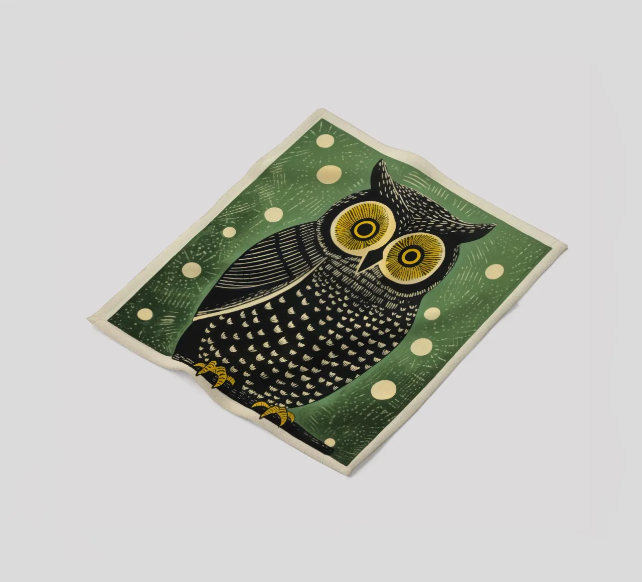 Gufo Verde 2 coperta in pile da Minimal Animal Art