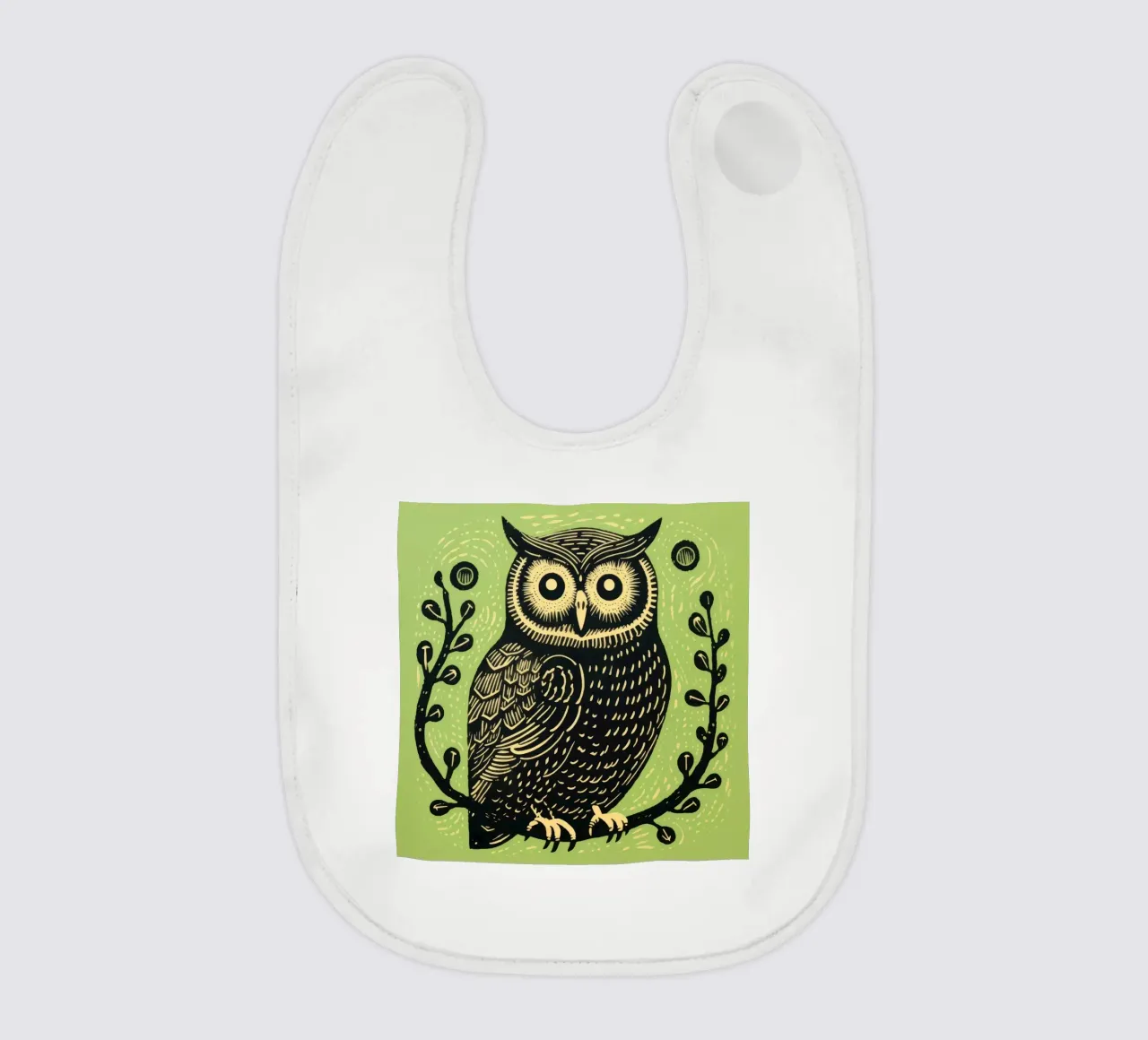 Groene Uil baby slabbetje van Minimal Animal Art