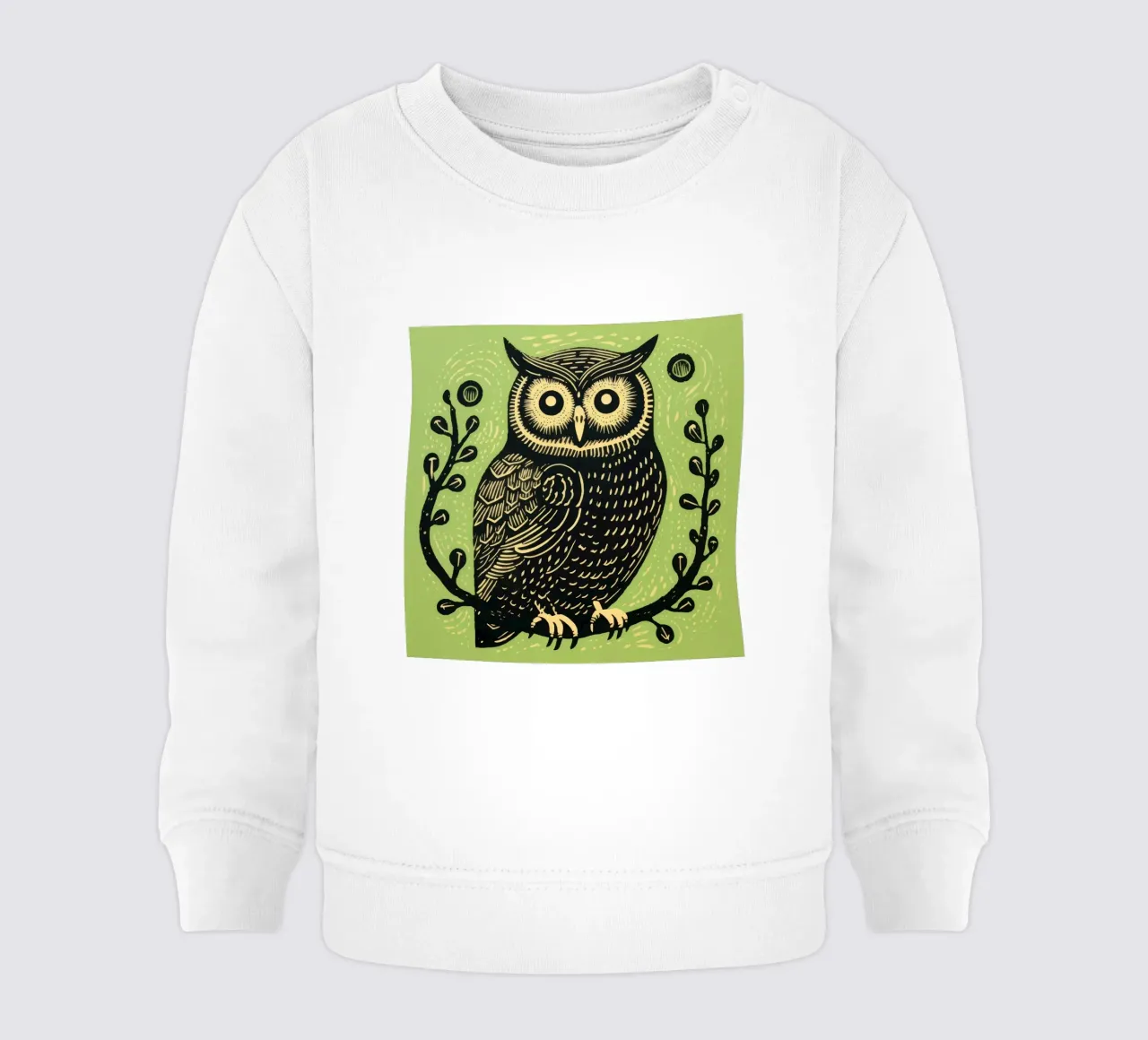 Gufo Verde 3 felpa neonato da Minimal Animal Art