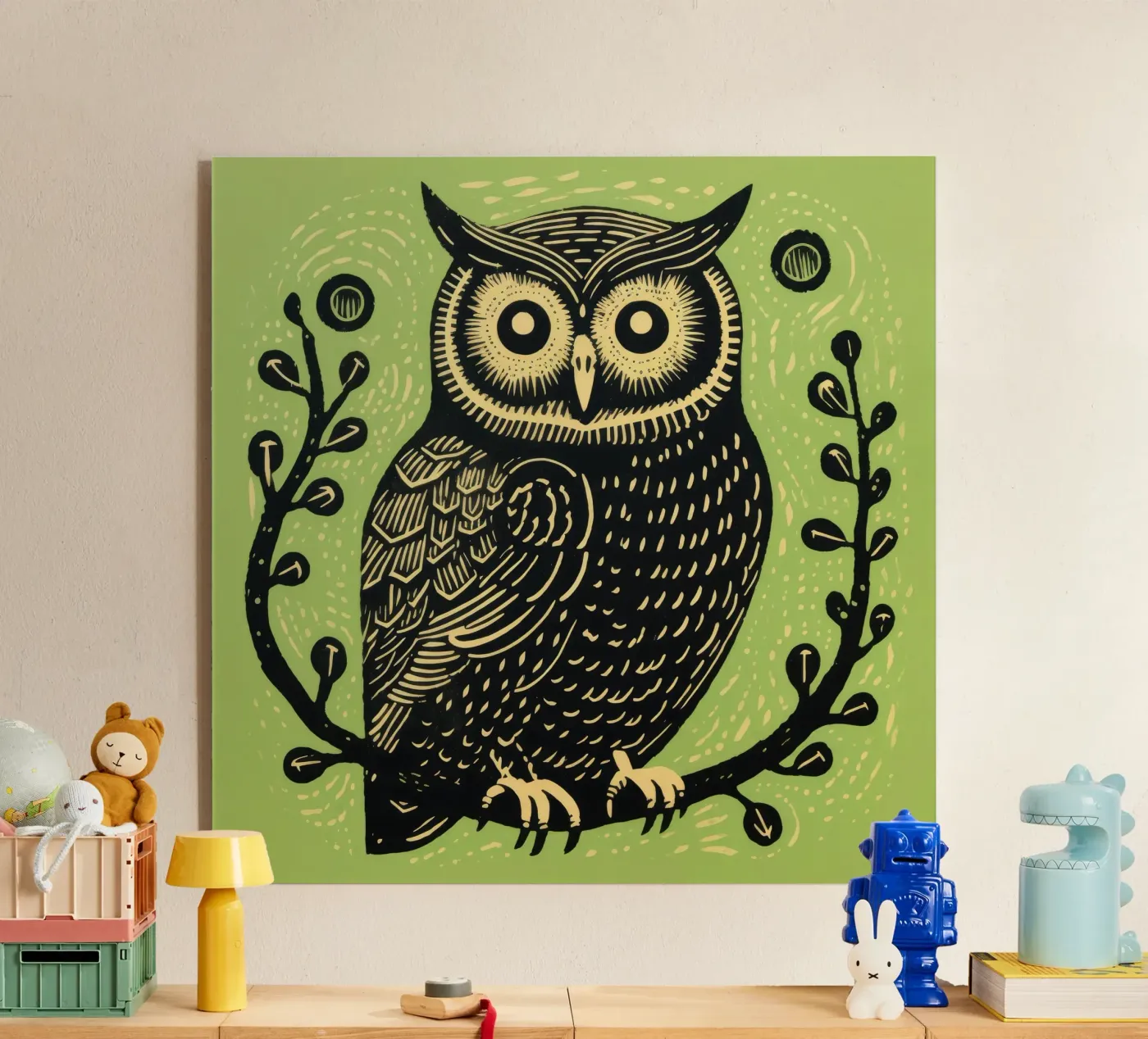 Green Owl plexiglass da Minimal Animal Art