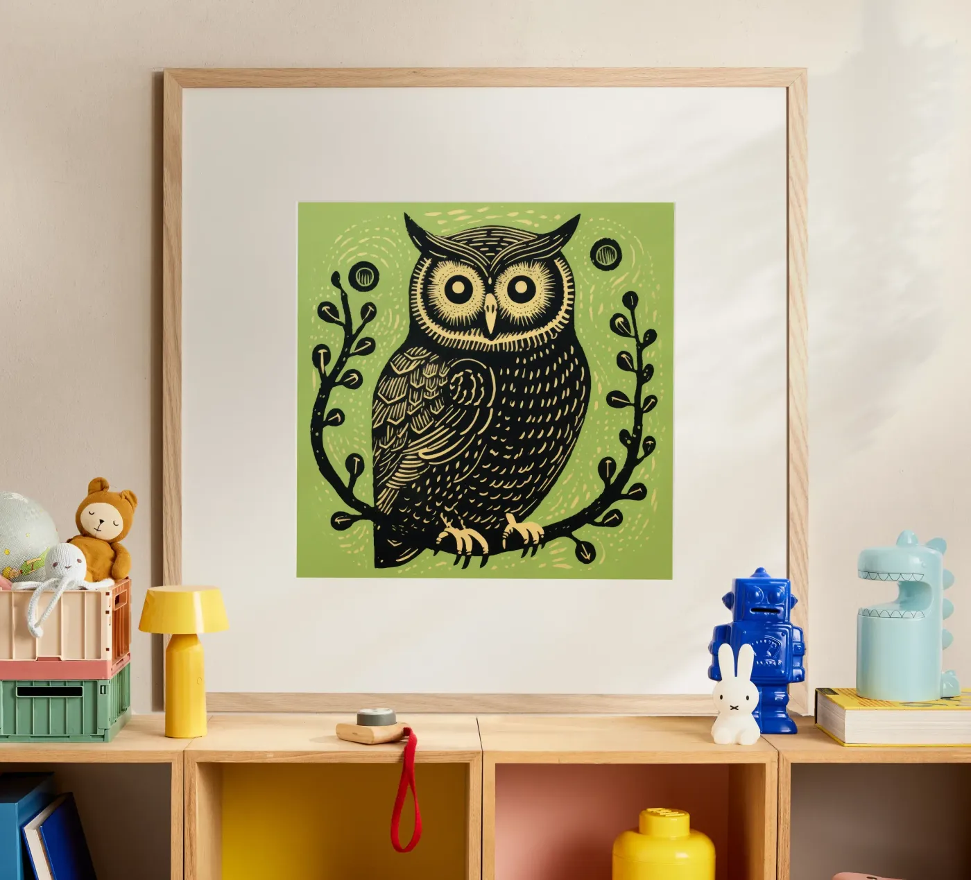 Gufo verde poster da Minimal Animal Art