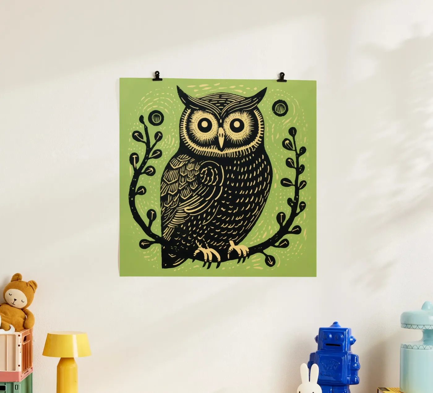 Gufo verde poster da Minimal Animal Art