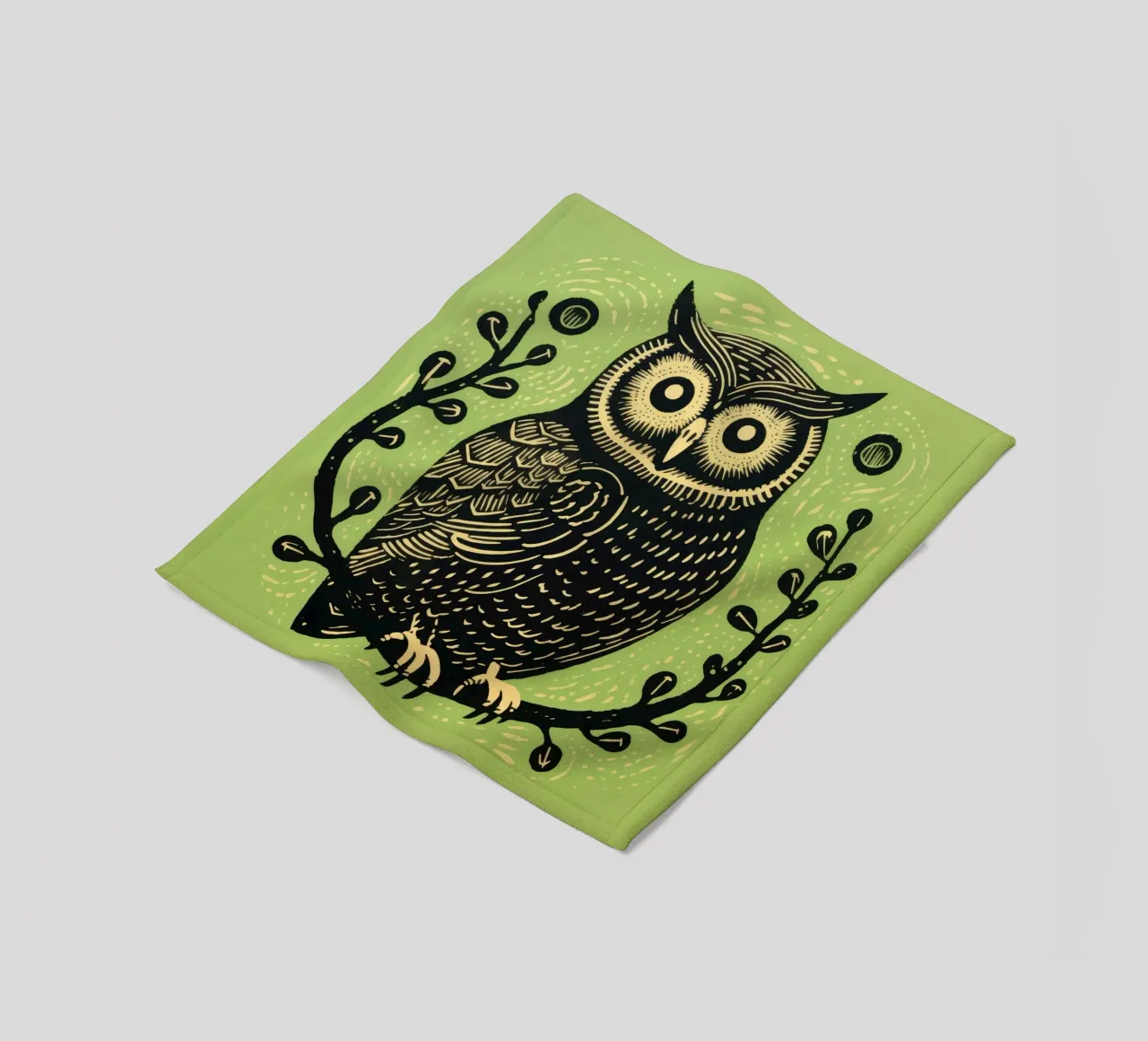 Grüne Eule Fleecedecke von Minimal Animal Art