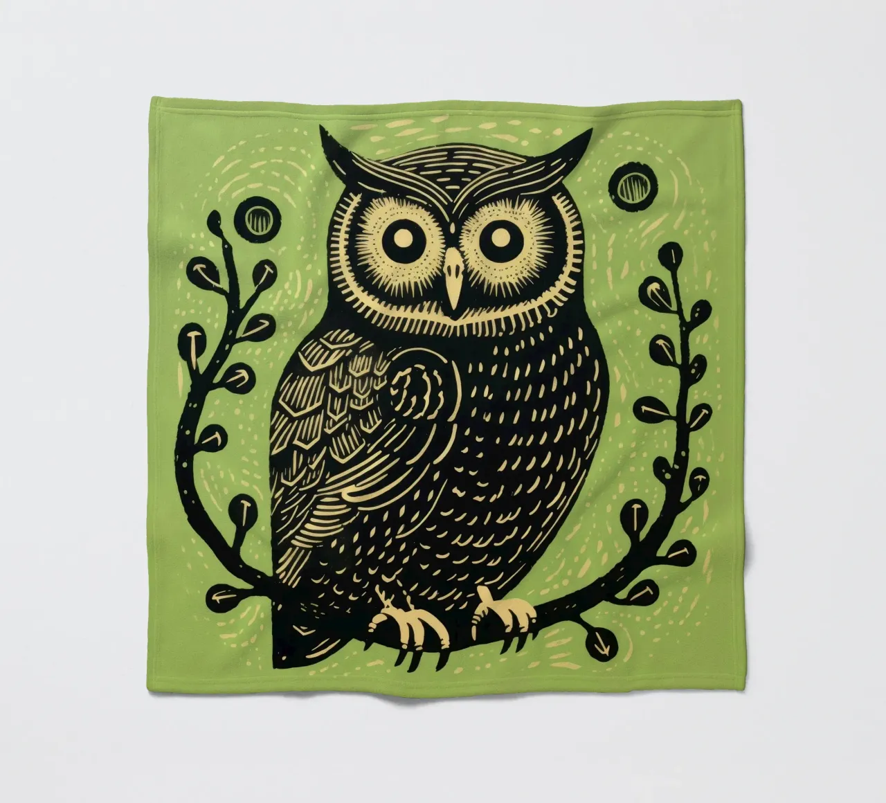 Grüne Eule Fleecedecke von Minimal Animal Art