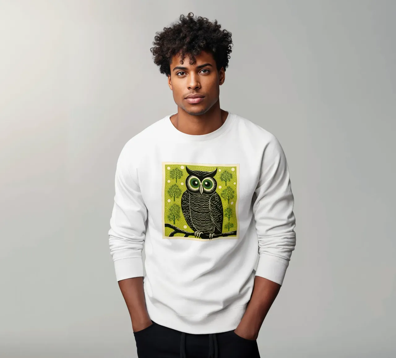 Groene Uil sweatshirt van Minimal Animal Art