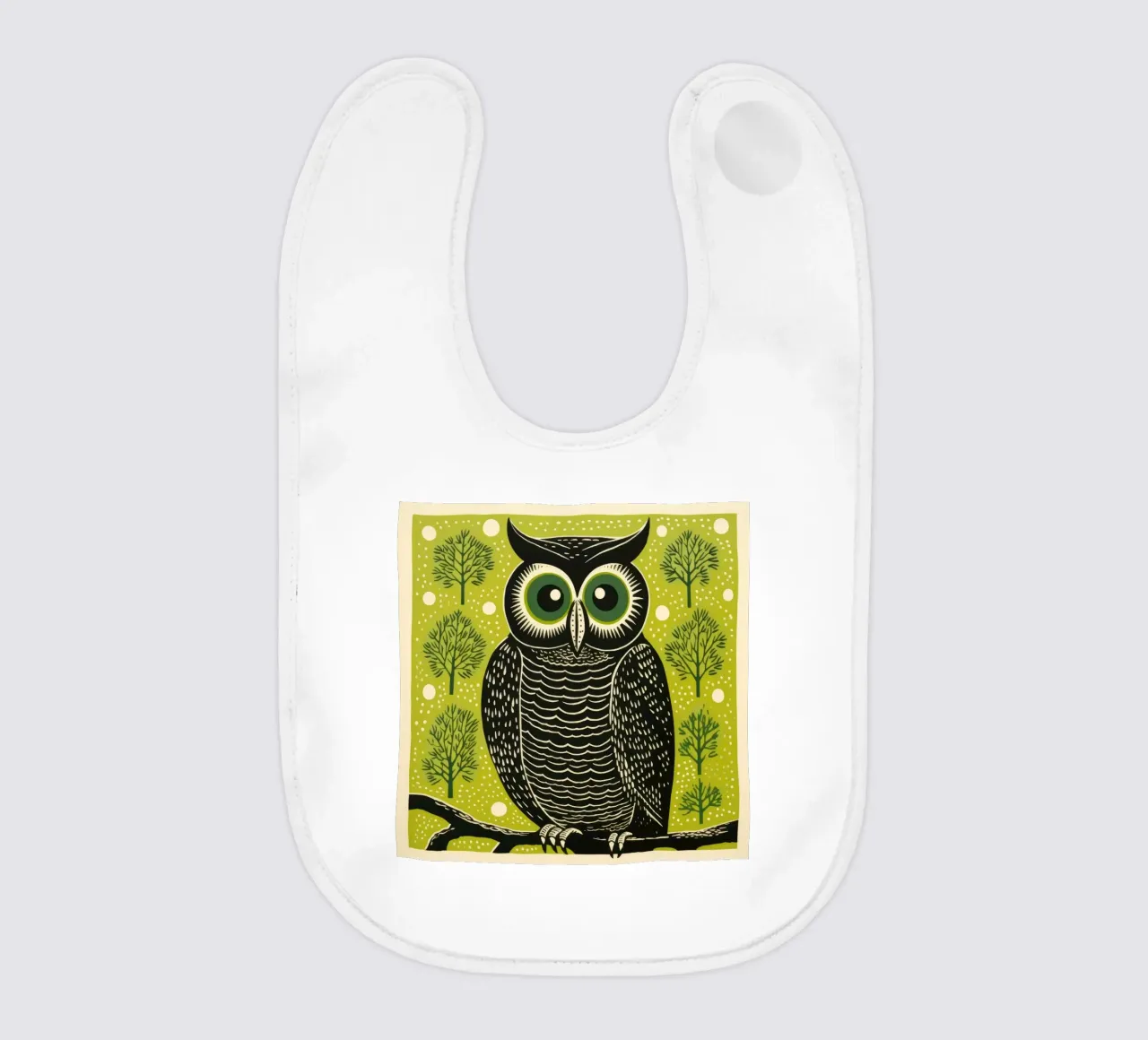 Gufo Verde 4 bavaglino da Minimal Animal Art