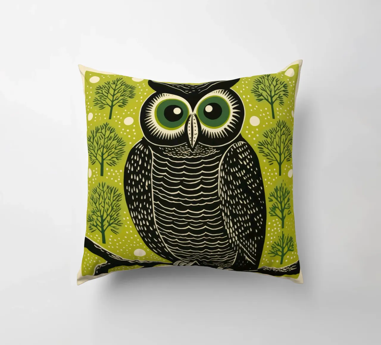 Gufo Verde 4 cuscino da Minimal Animal Art