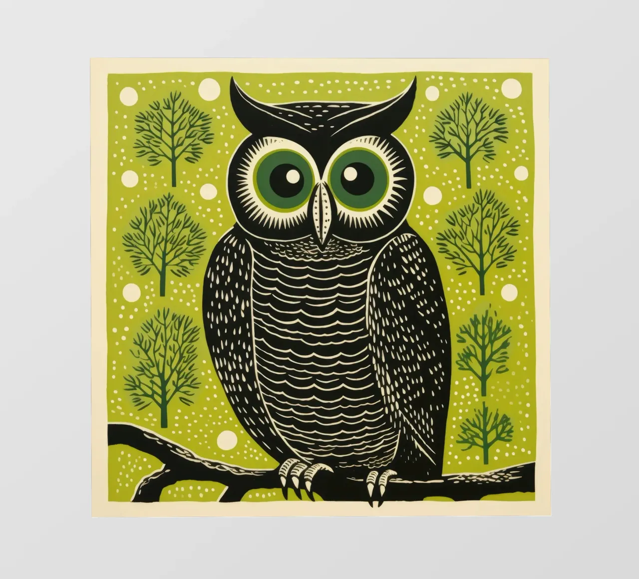 Hibou vert 4 papier peint photo de Minimal Animal Art