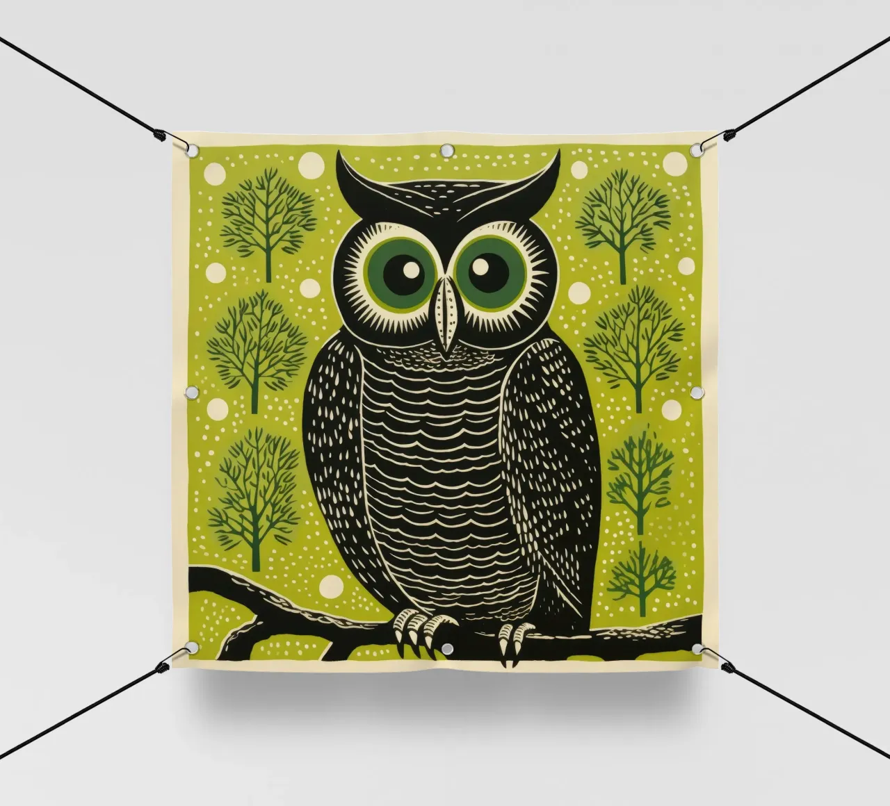 Gufo Verde 4 telo in pvc da Minimal Animal Art