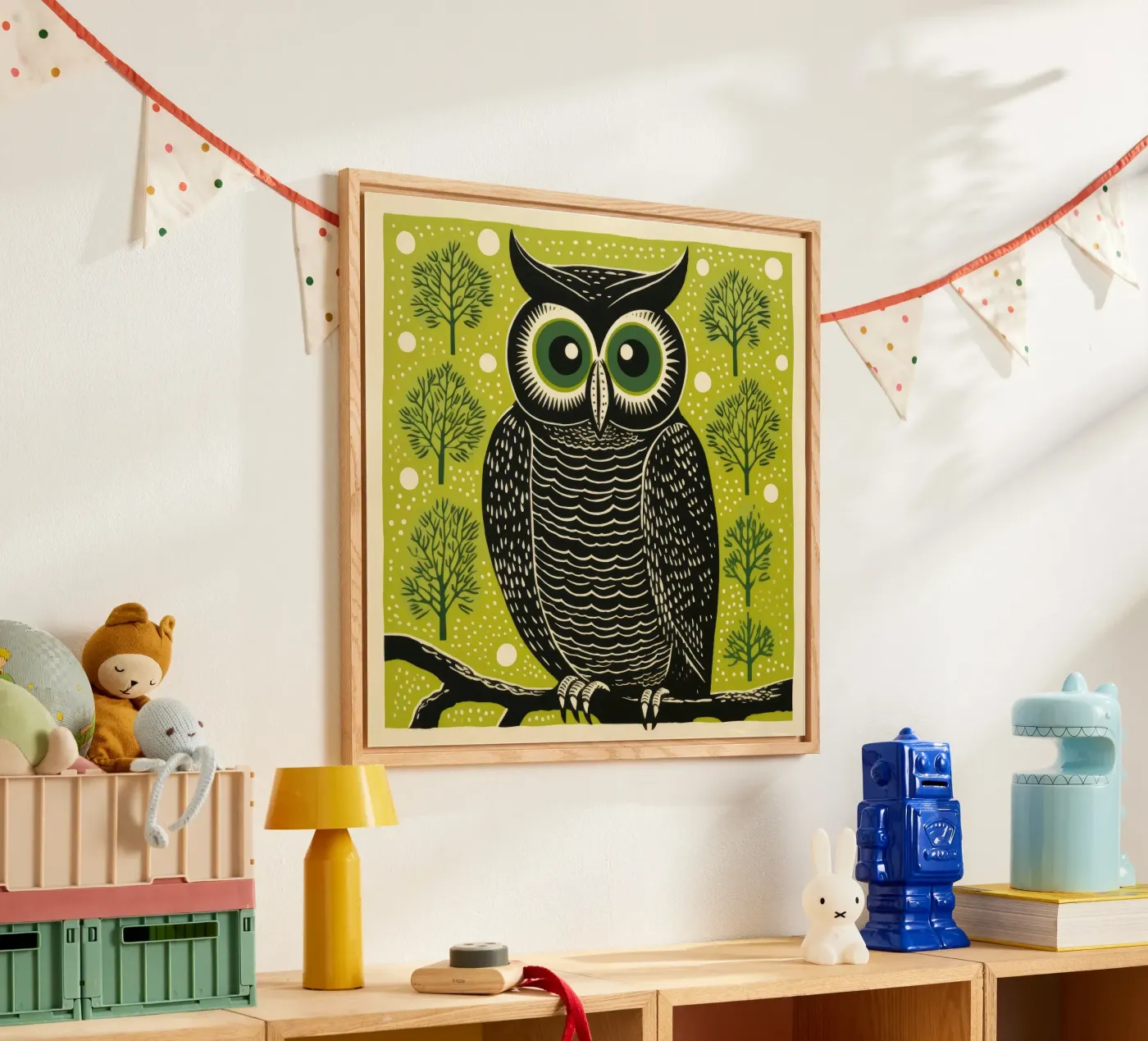 Green Owl plexiglass da Minimal Animal Art