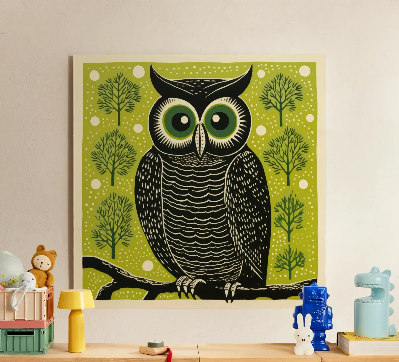 Green Owl plexiglass da Minimal Animal Art