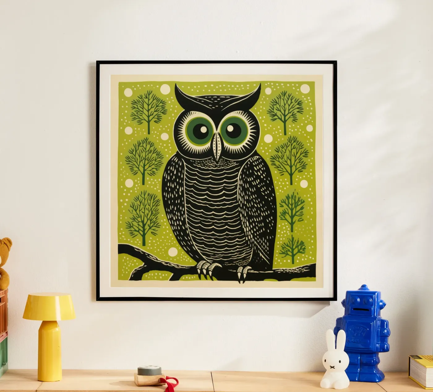 Gufo verde poster da Minimal Animal Art