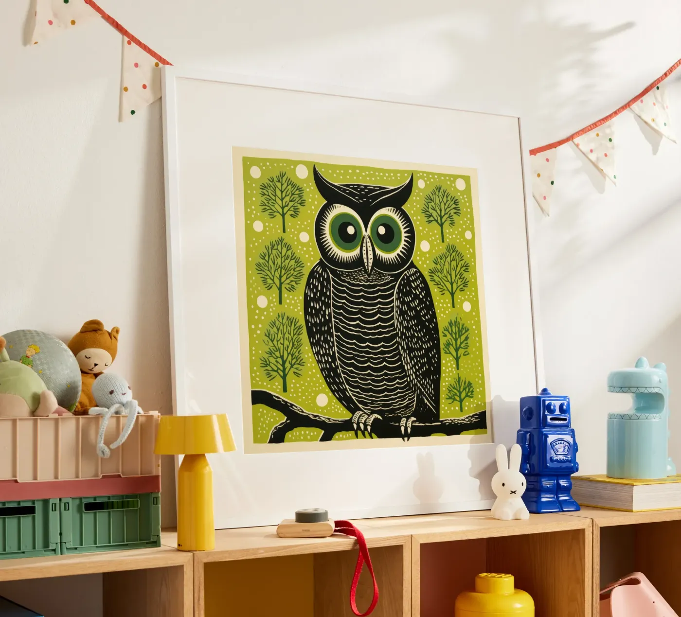 Gufo verde poster da Minimal Animal Art