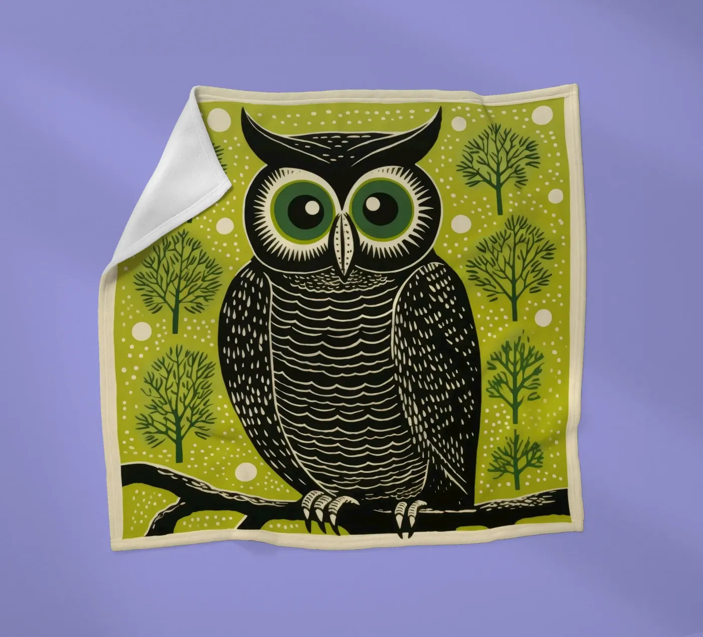 Green Owl Fleecedecke von Minimal Animal Art