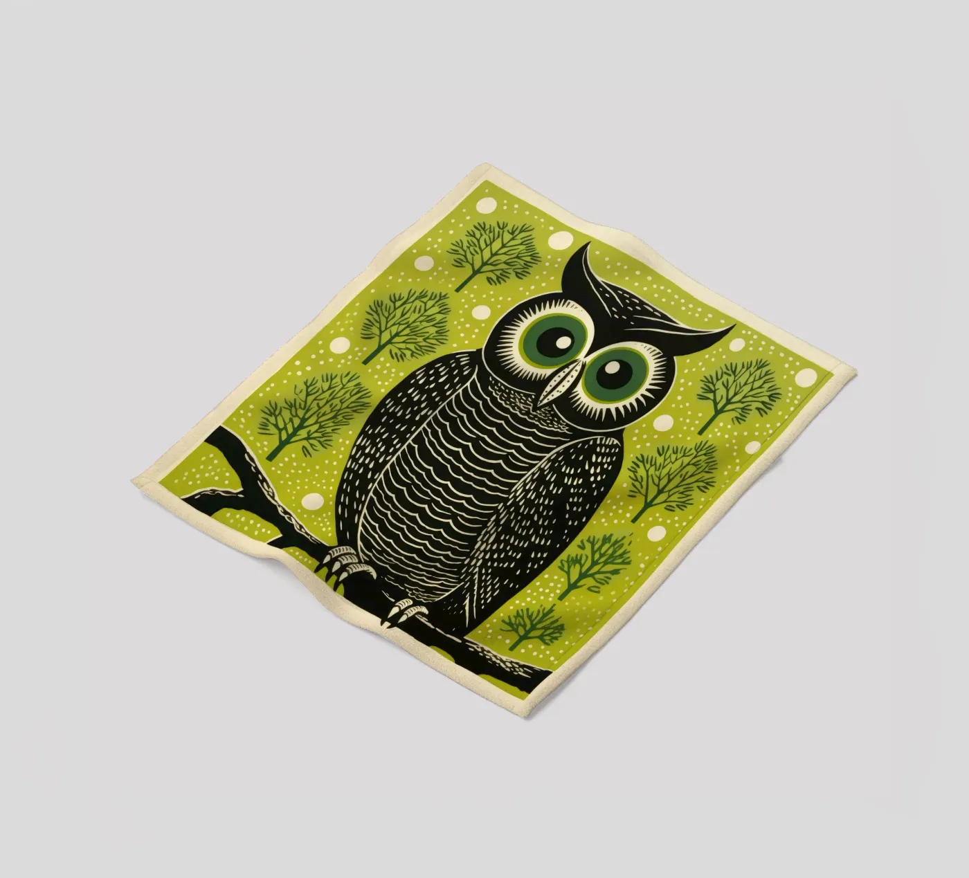 Green Owl Fleecedecke von Minimal Animal Art