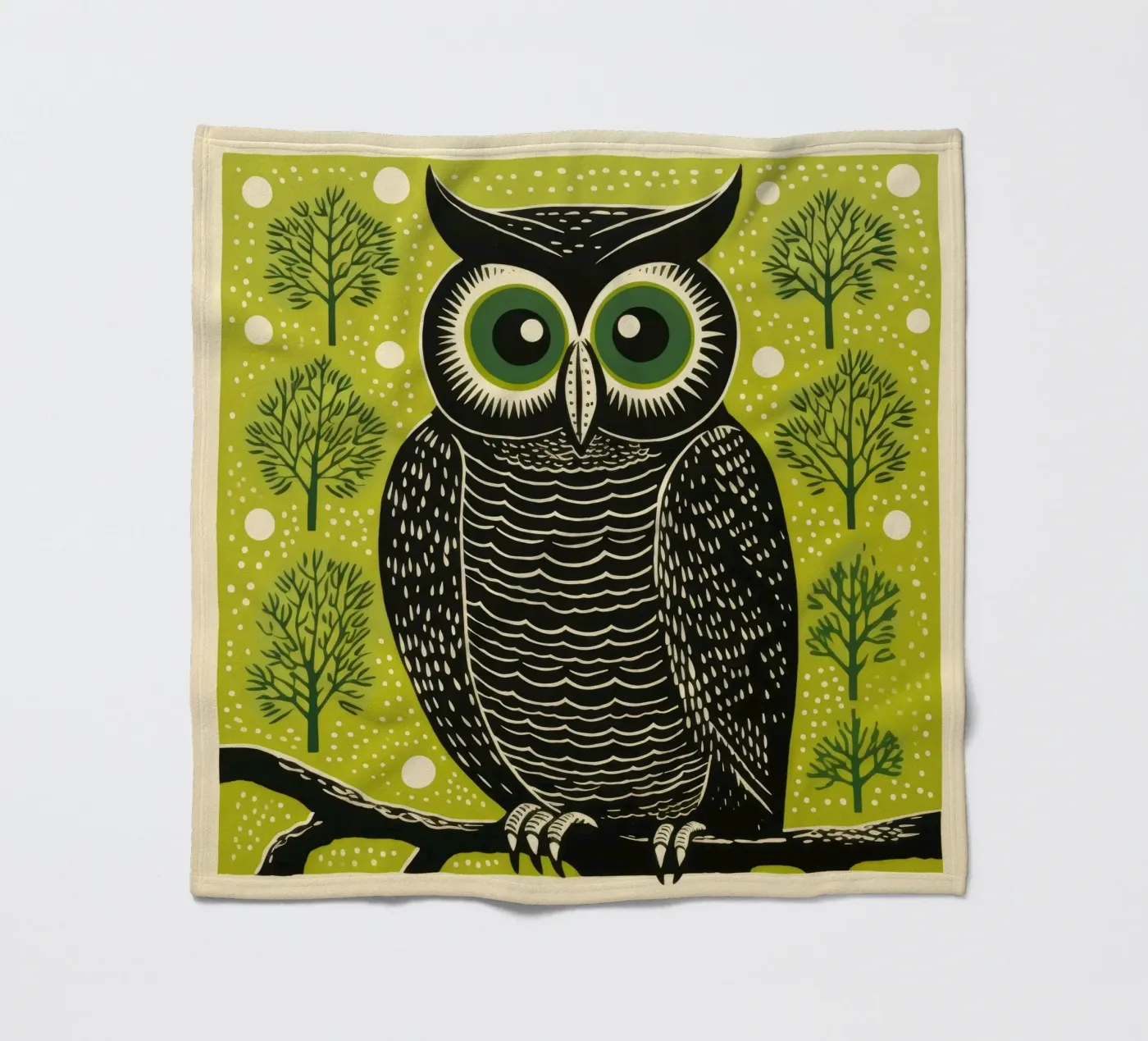 Green Owl Fleecedecke von Minimal Animal Art